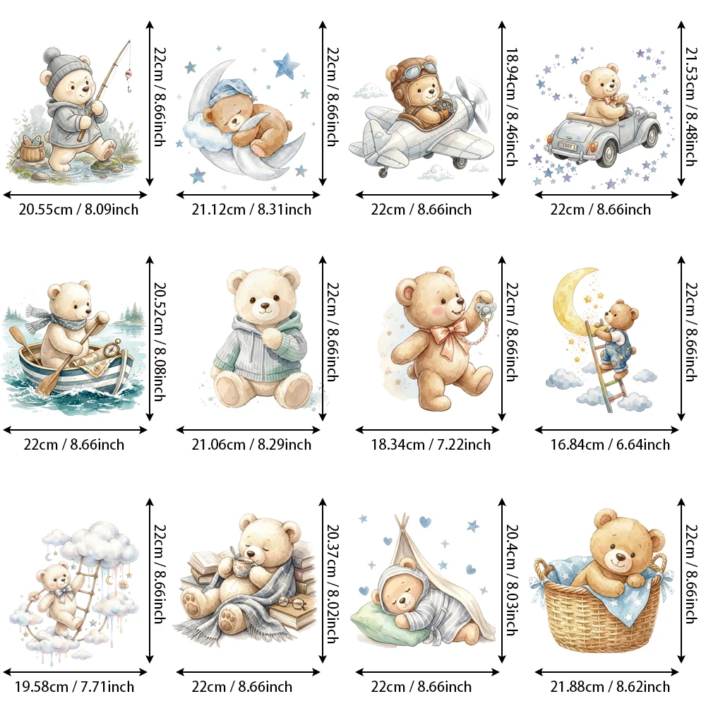 12Pcs Dreamy Fantasy Heat Transfers, Sweatproof UV-Resistant, Detergent-Safe Light Friction, Surface Stays Smooth