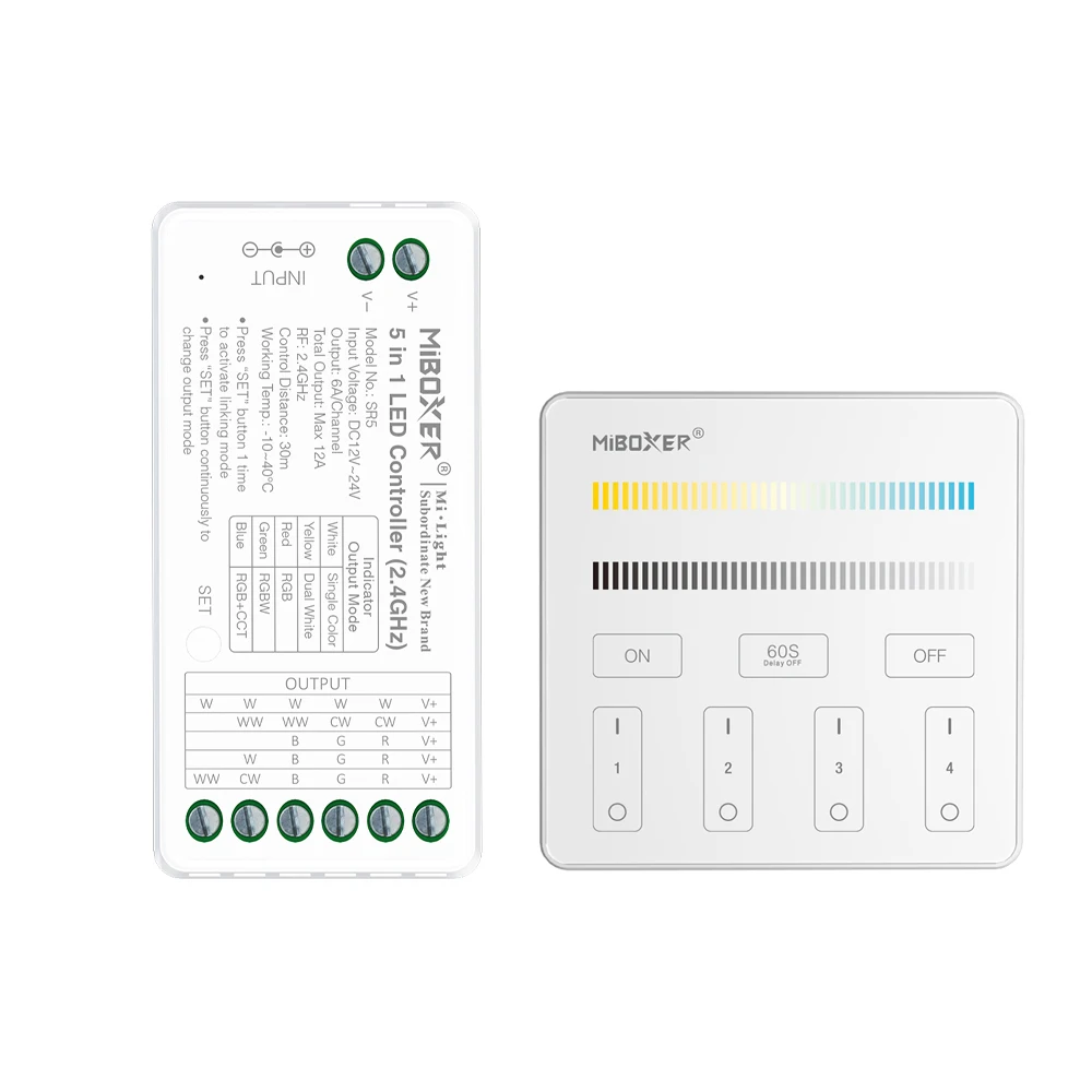 MiBoxer DC12-24V 2,4GHzRF SR5 B0 B1 B2 B3 B4 5I1 Einzel-/Doppel-weiß RGB RGBW RGB+CCT COB intelligenter LED-Streifen-Dimmer-Controller