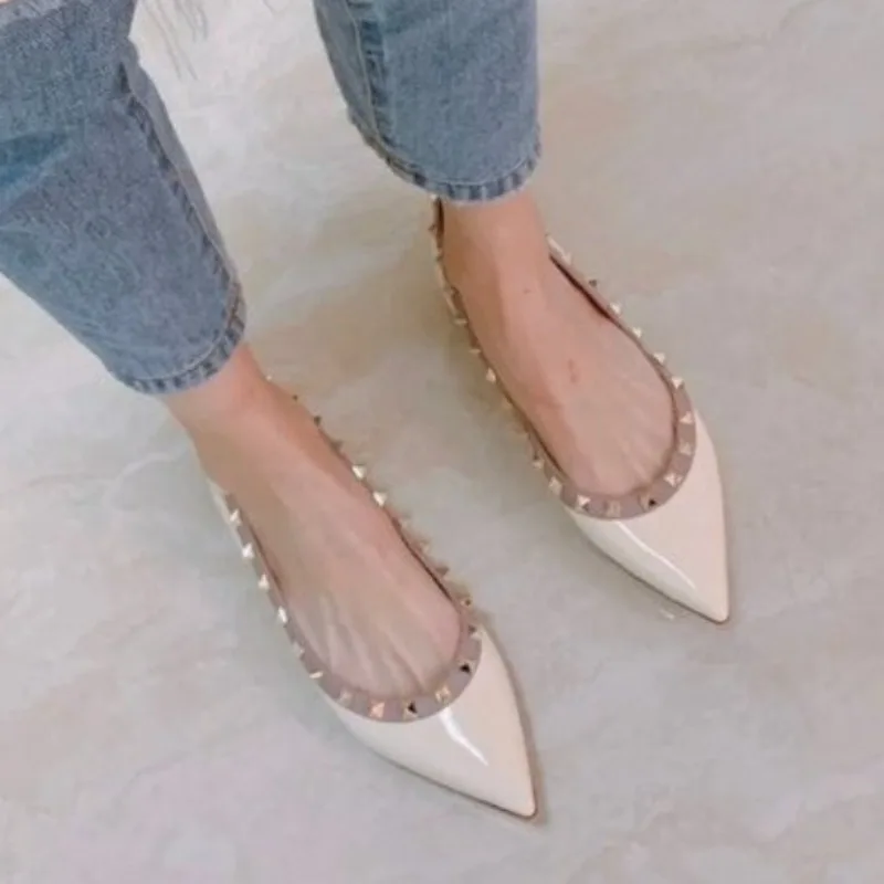 2024 Ladies Summer New Fashion Rivet Designer Women\'s Shoes Outdoor Casual Simple Solid Color Party Dress Women\'s High Heels