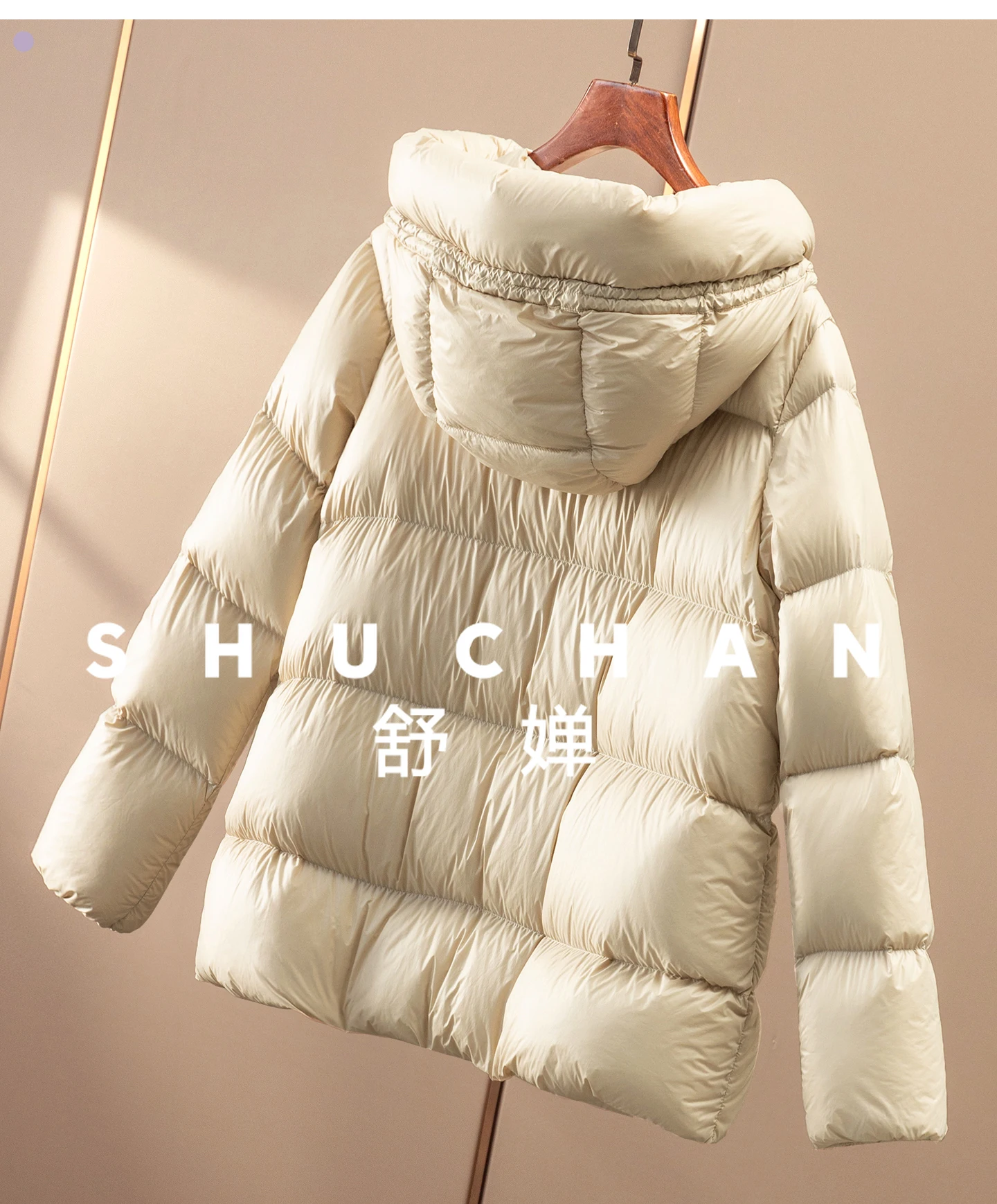 가볍고 푹신한 후드 달린 90% 화이트 구스 다운 재킷 여성용 62E2 겨울용 여성 재킷 2025