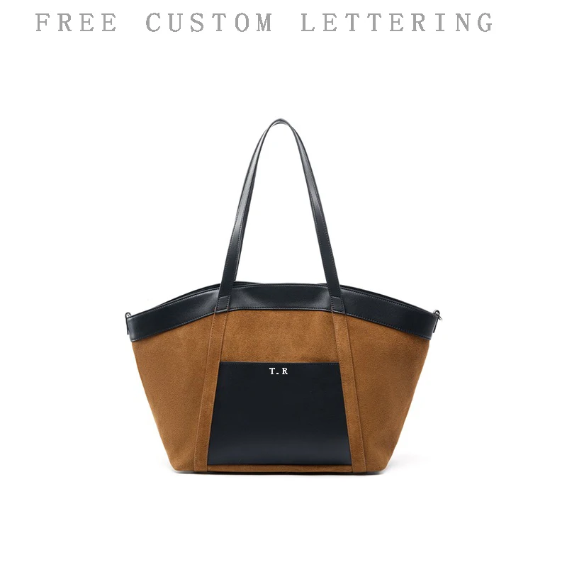 

Suede Women's Tote Bag 2025 New Niche Design Large Capacity Vintage Spliced ​​Fashion Women's Hands-Board Shoulder Bag