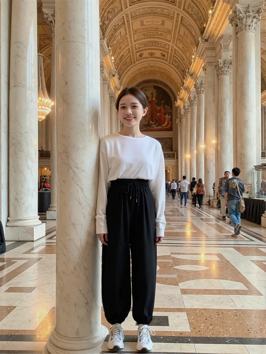 Pantalon Harem ample à cordon de serrage, confortable, pour femme, style estival, coupe droite, sexy, pour la danse, les soirées en club, tendance, féminin, mignon, décoré, style Ins