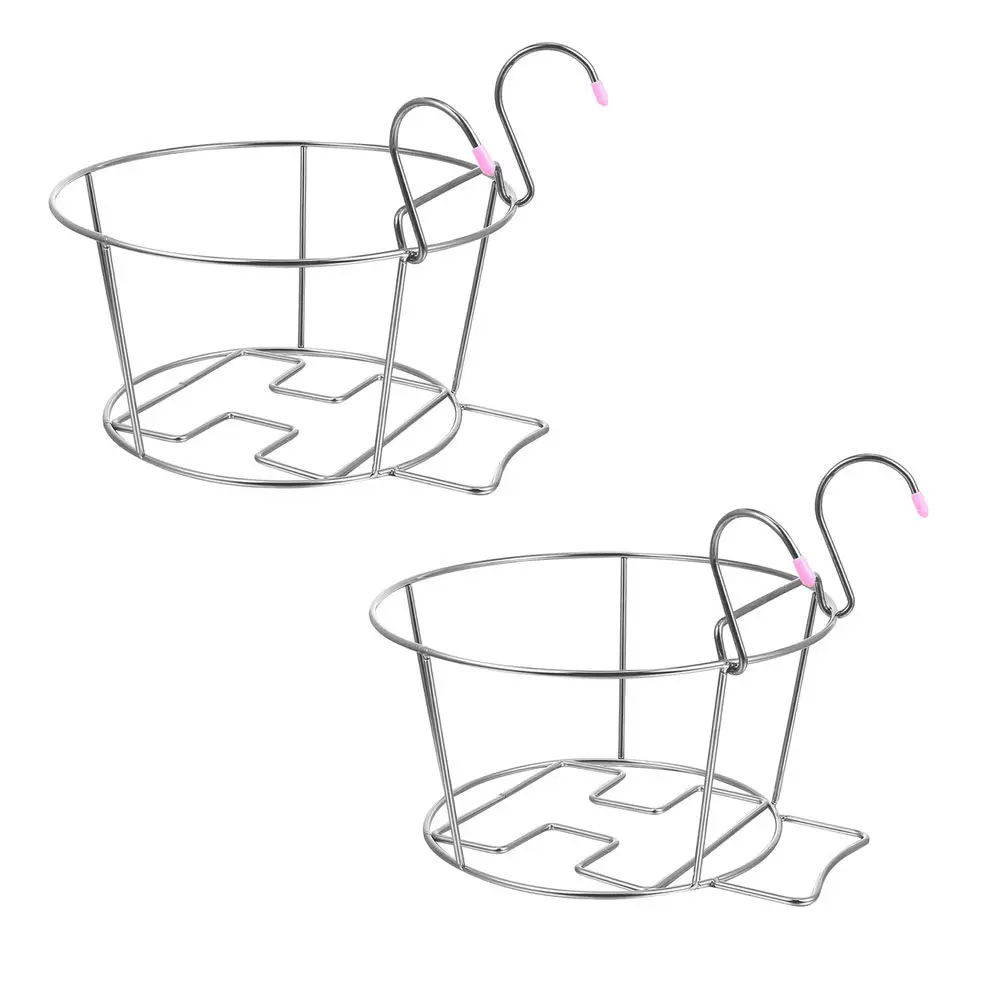 2Pcs Thickened Stainless Steel Hanging Flowerpot Shelf Wall Corner Balcony Planter Holder Garden Decor Flower Pot Rack Display