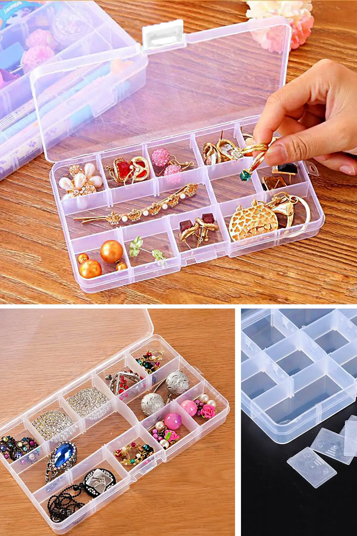 Adjustable 15 Compartments Necklace Ring Jewelry Box Organizer Box for Jewelry Necklace Earrings Organizer