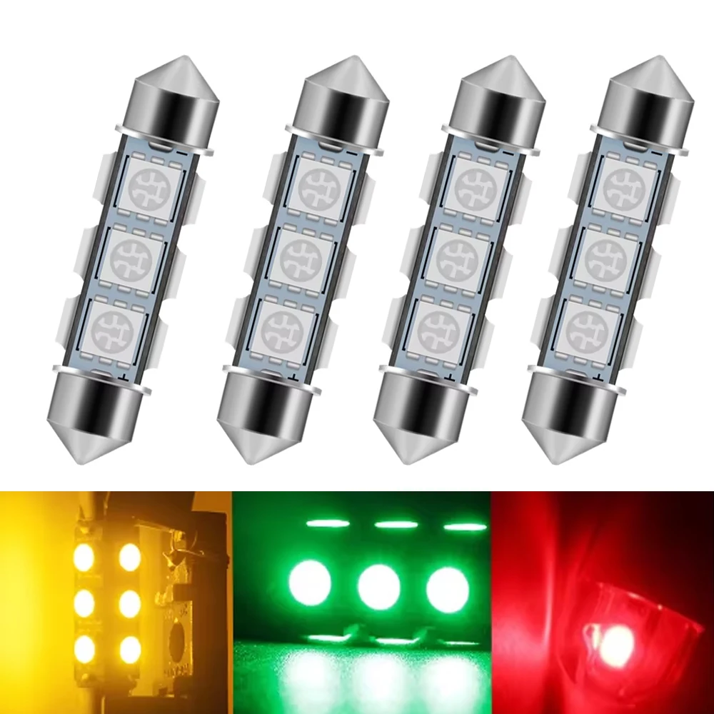 

4pcs 39mm 41mm 44mm 12SMD 5050 LED White Blue Dome Festoon Car Light CANBUS Error Free C5W LED Lamp auto Bulb interior light 12V
