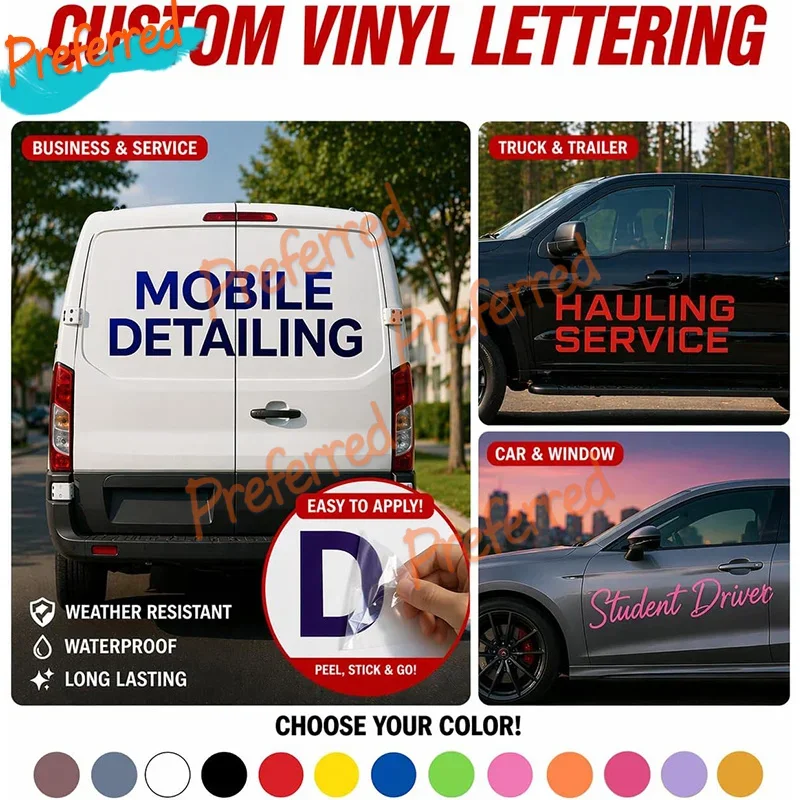 Custom Business Logo Sticker Large Size Branding PVC Vinyl Decal Waterproof for Car Window Glass Auto Exterior Accessories