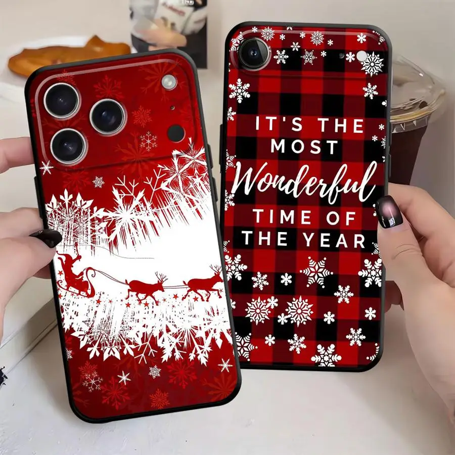 بارد شجرة عيد الميلاد تصميم الأزياء الأسود لينة غطاء الهاتف القضية آيفون 17Air 15 16 14 زائد XS ماكس 7 8 13 12 11 17 برو ماكس XR