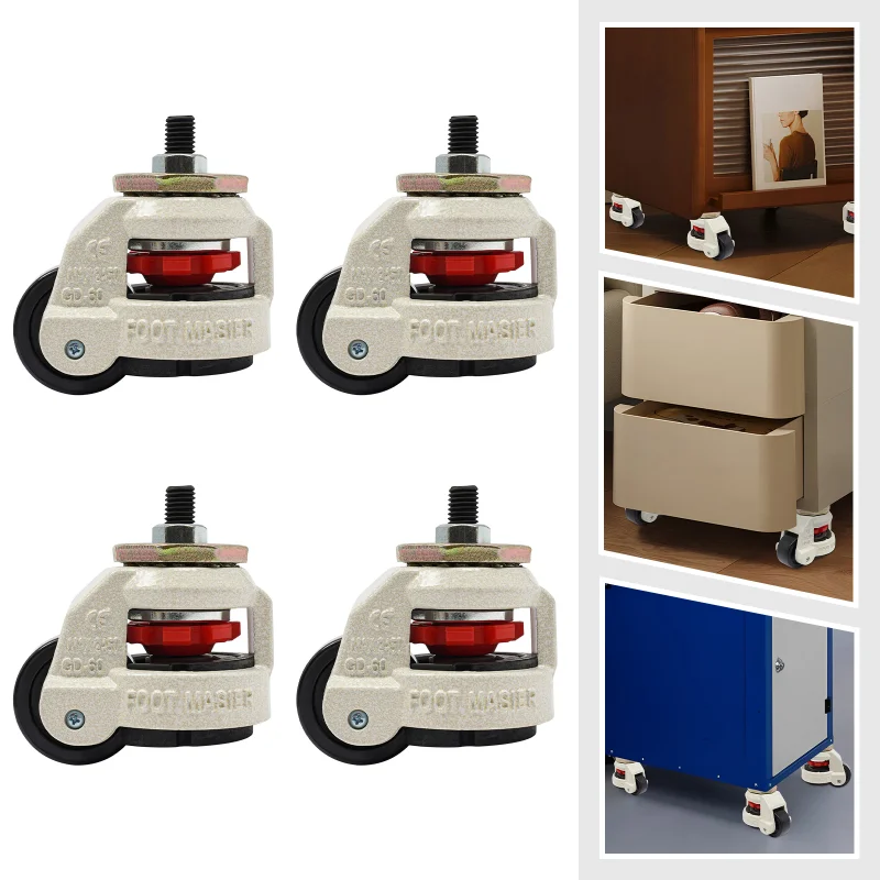 

4 pcs Capacity Nylon Wheel, Adjustable Base, Rustproof and Impact-Resistant, Easy to Install for Heavy-Duty Applications