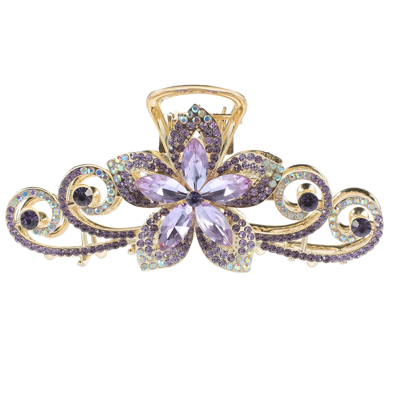 مشبك شعر أنيق كبير بمخلب على شكل زهرة من حجر الراين، تثبيت آمن، سبيكة متينة، تسريحات شعر مختلفة، مشابك فكية للشعر