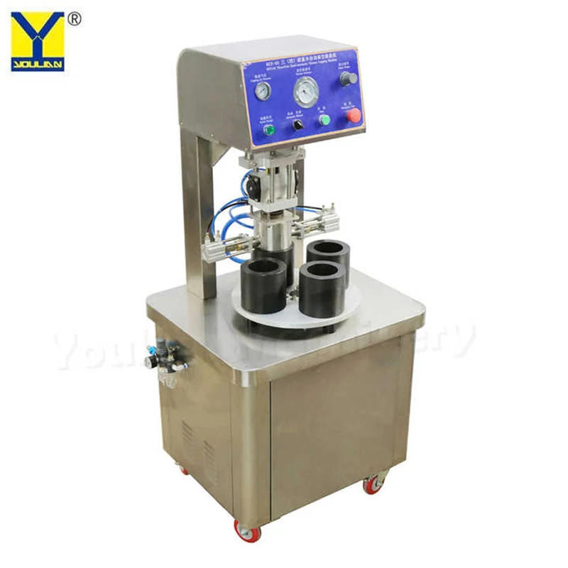 BZX-65 Автоматическая электрическая пневматическая полувакуумная укупорочная машина для соуса чили, варенья, стеклянная банка, пищевой напиток, пластиковый упаковщик крышек