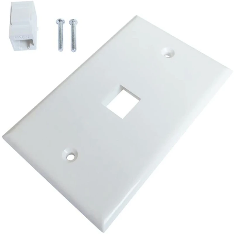 Placa de pared Ethernet de 1 puerto, placa de pared Keystone Jack con inserto de acoplador en línea RJ45 hembra a hembra