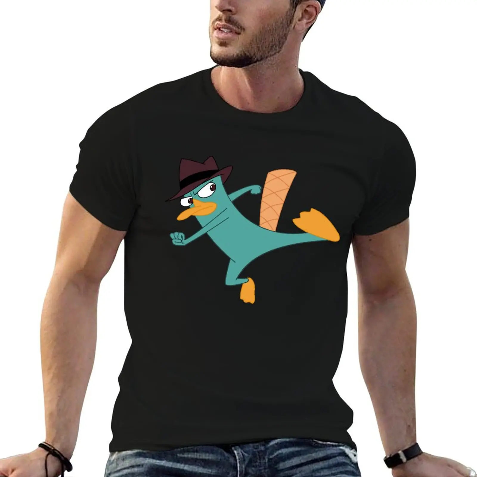 

Platypus custom 100% shirt print Vintage t Gifts men Perry The t Cool T-Shirt cotton shirt