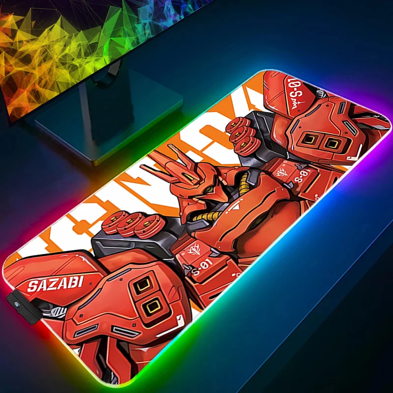 

Gaming LED Mouse Pad Anime Computer M-mechanical Warrior G-gundam RGB Mousepad XXL Accessories Tablet Varmilo Keyboard Backlight