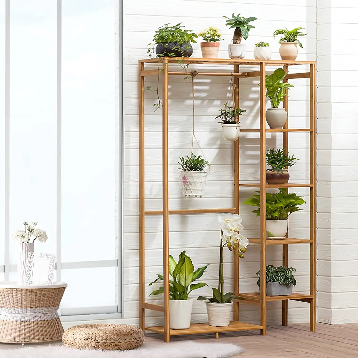 Clothing Rack with 6 Tier Storage Shelf Multifunctional Garment Organizer Wardrobe Closet for Guest Room Kids Baby Bedroom Entry