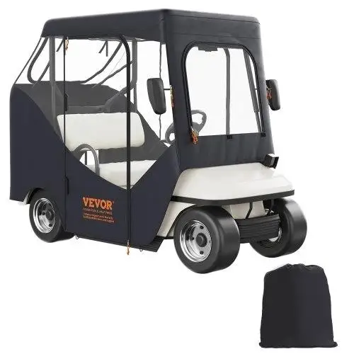 for GOLF Cart Enclosure, 600D Polyester Driving Enclosure with 4-Sided Transparent Windows, 2 Passenger for Club Car Covers