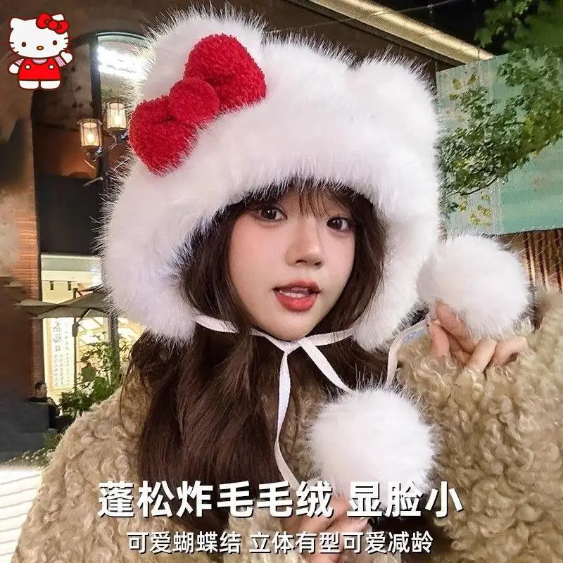 أنيمي مرحبا كيتي لي فنغ قبعة فتاة الشتاء أفخم سدادات حماية الأذن قبعة النساء الدراجات يندبروف قبعة تدفئة قبعة الإناث مهرجان هدية #2