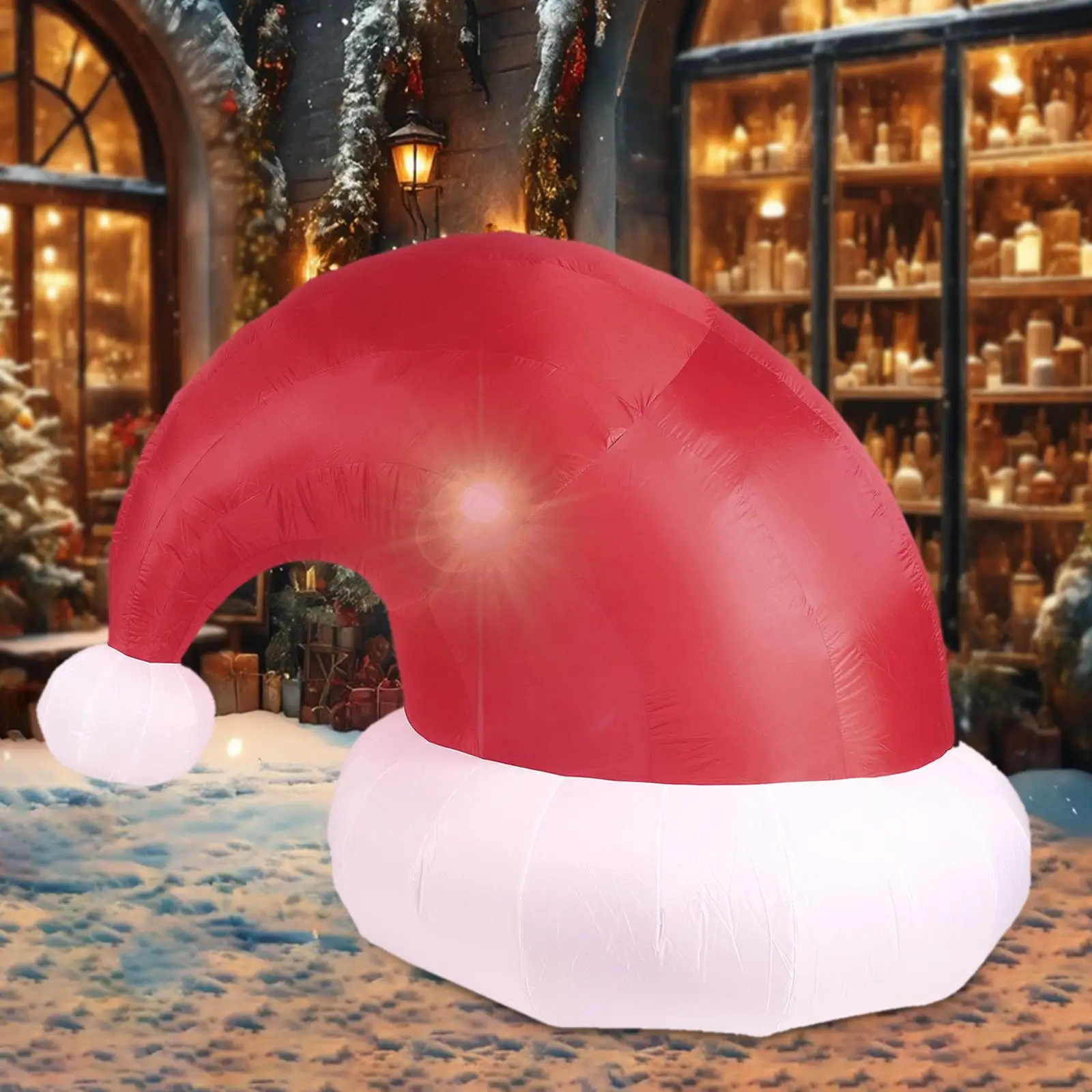 Christmas Hat Christmas Inflatable Blow up Outdoor Decoration Christmas Decor Ornament for Holiday Outdoor Lawn Party Malls