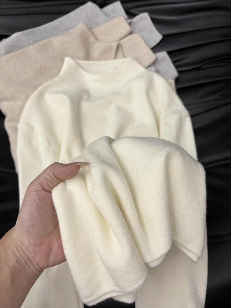 SoftGirls Chestnut f-High Collar Knitted Sweater Slim Fit Autumn Winter Base Layer irt Inner Wear oulder Width Top