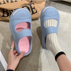 Summer New Women Shoes Fashion Mixed-colors Thick Sole Cute Beach New Sandals Non Slip Outdoor Clouds Slides Mules Shoes 36-41