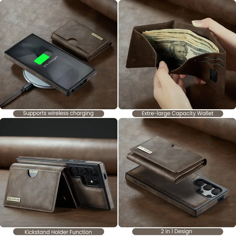 Detachable Magnetic Wallet Case For Samsung Galaxy S26 Ultra S25 Edge S24 S23 S22 Plus S21 For Magsafe RFID Blocking Card Cover