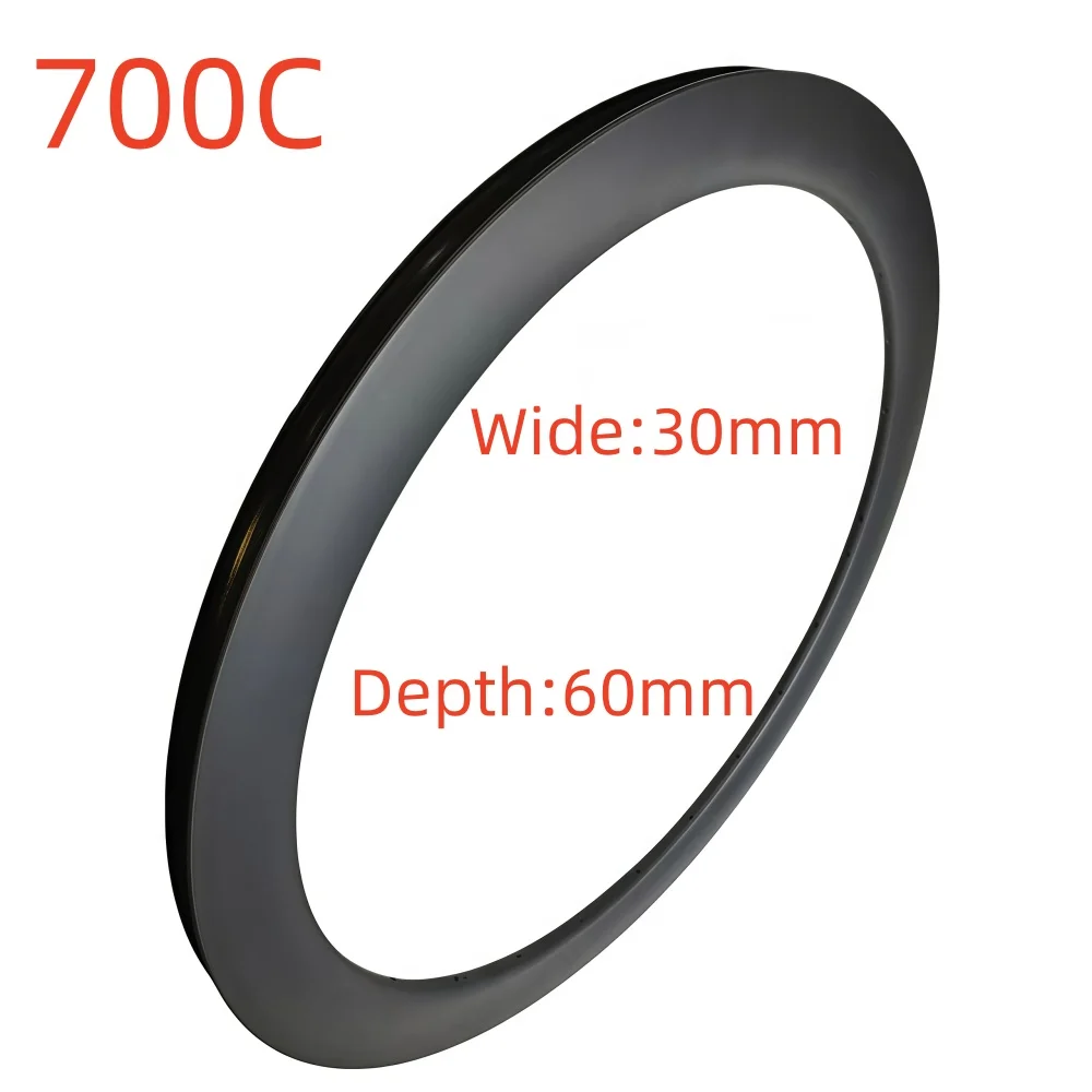 

700C Gravel Bike Carbon Rims 30mm Outer Wide 60mm Depth Super Light Carbon Rims Tubeless Disc Brake Road Bike Carbon Rims