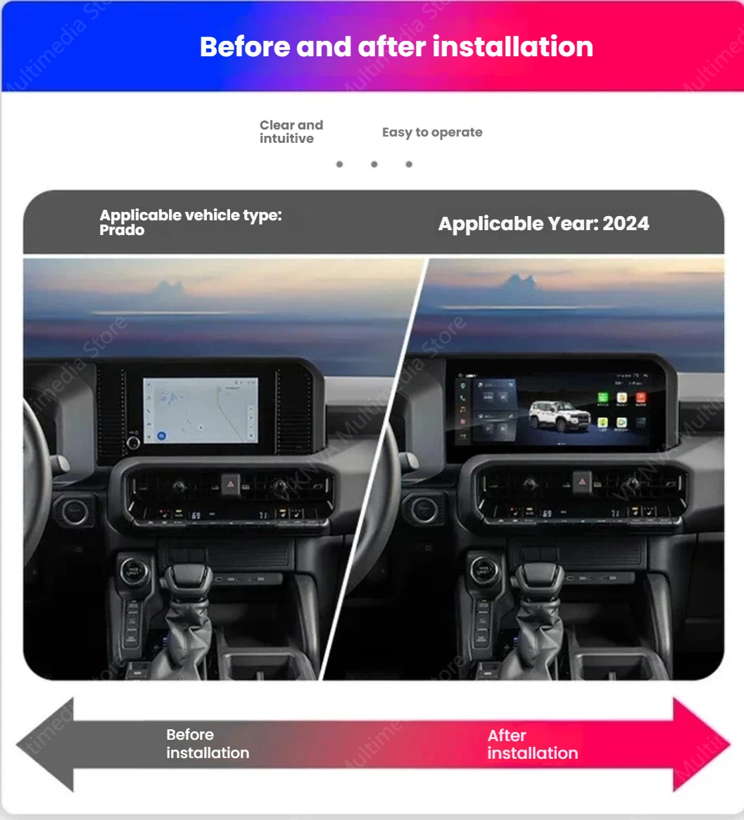 

For Toyota Prado 2024 12.3" Car GPS Navigation with CarPlay Android Auto Multimedia Information System Headunit