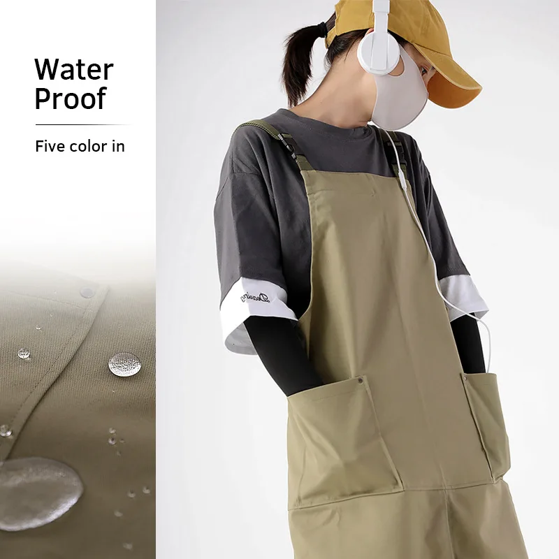 Waterproof Apron for Kitchen Chef, 100% Cotton, Gardening, Florist Baking, Coffee Shop, Ceramics Handwork, Restaurant Waiter