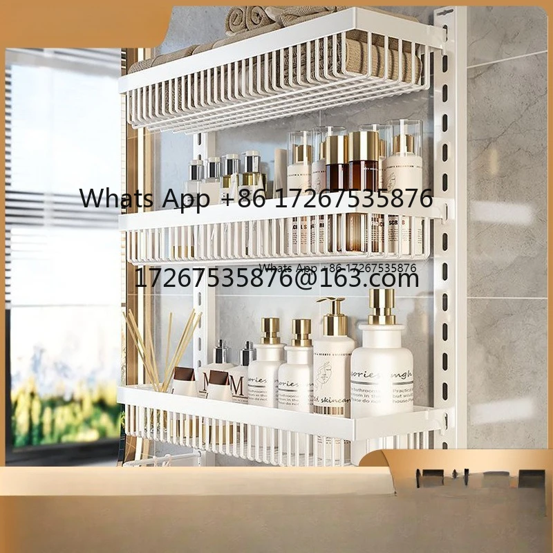 

Shelf Cream wind bathroom wall hanging adjustable multi-layer storage rack No punching suction cup rack