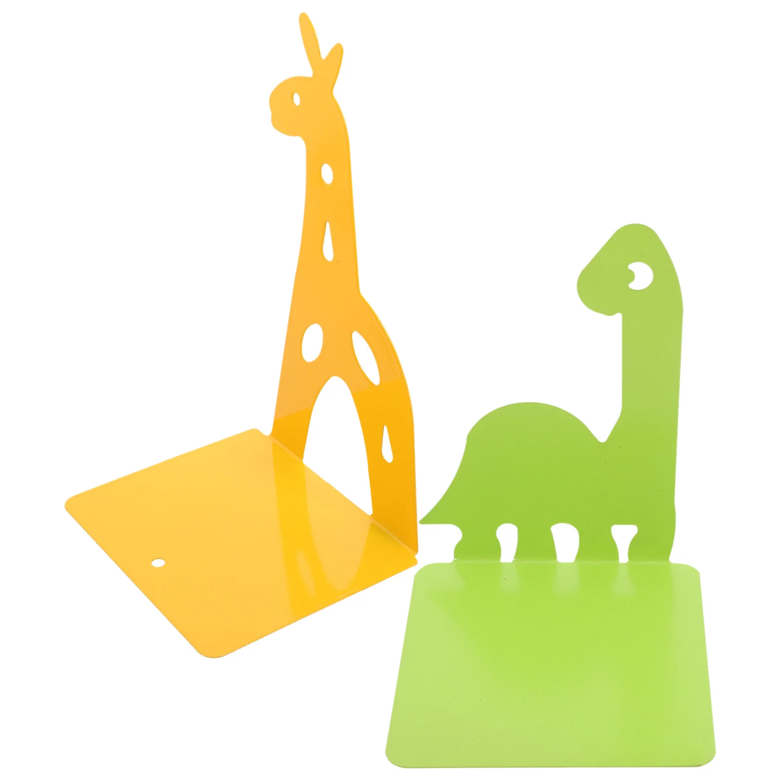 

2pcs Animal Shaped Bookends Metal Heavy Duty Book Stoppers For Desktop Shelf Organizer Cartoon Dinosaur Giraffe