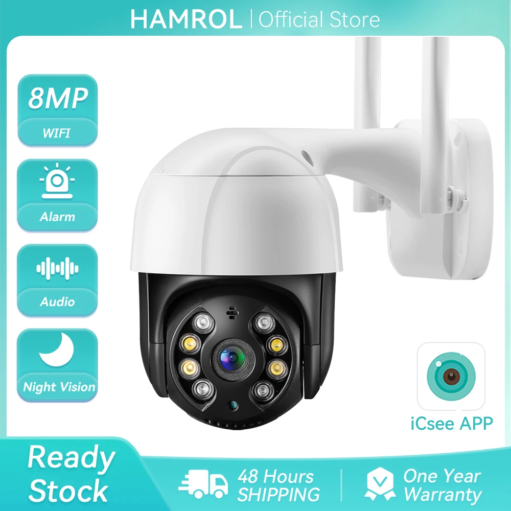 

8MP 4K Wifi IP Camera Outdoor 4X Digital Zoom 5MP PTZ Camera AI Color Night Vision ONVIF H.265 1080P HD Security CCTV Camera