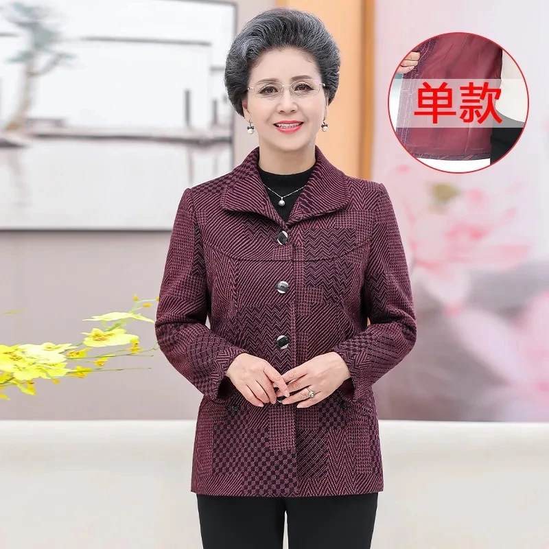 Xiaoxiangfeng-Chaqueta holgada de manga larga para mujer mayor, traje de mamá a la moda, Tops, abrigo, atuendo de primavera, chaqueta de ocio