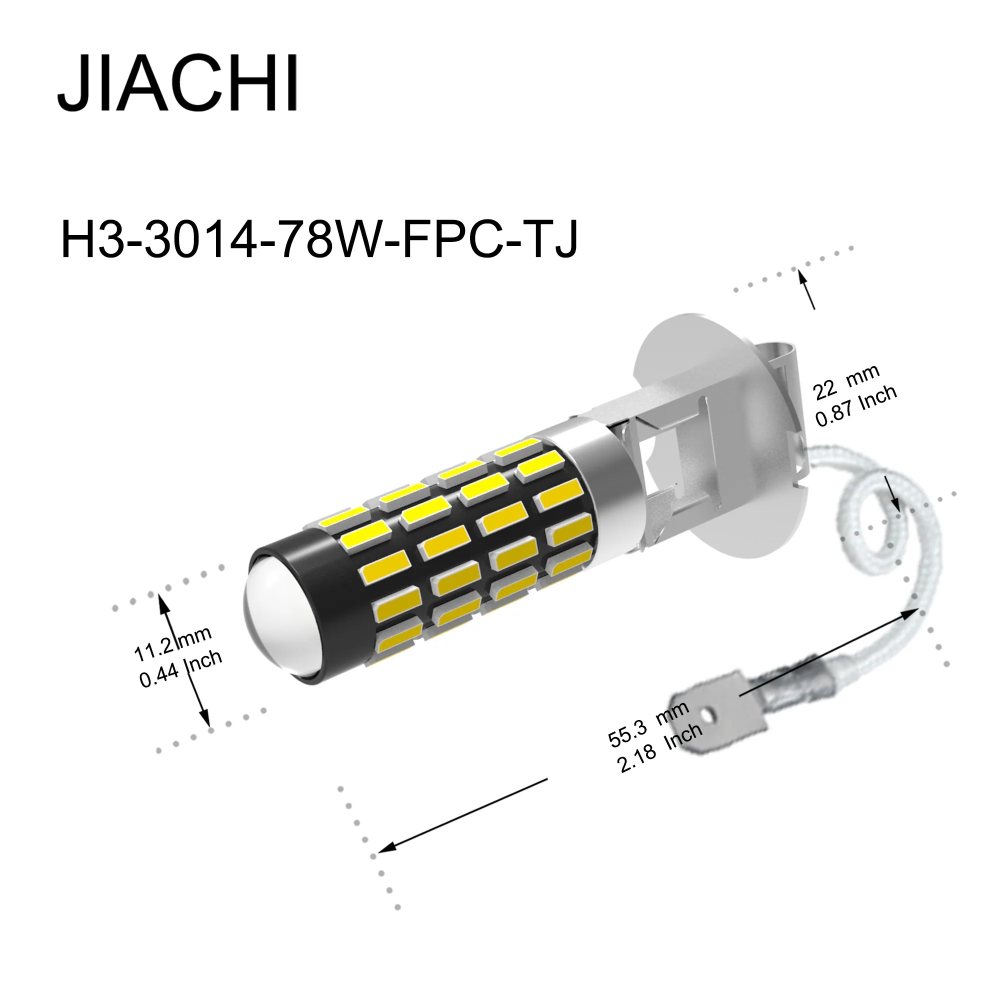 Jiachi 2PCS Car H3 LED Fog Lights High Power H1 78SMD Daytime Running Light Bulbs Super Bright Canbus 6000K 12V Cool White Lamps