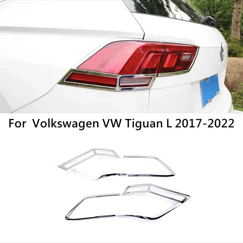 

For Volkswagen VW Tiguan L 2017-2022 ABS Chrome After Rear Tail Lights Lamp Covers Frame Trim Car Quality Styling Sequins 4pcs