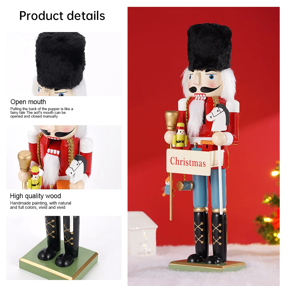 1Pcs 38CM new Christmas Nutcracker Soldier puppets Christmas party supplies Toy Walnut Soldier decorations