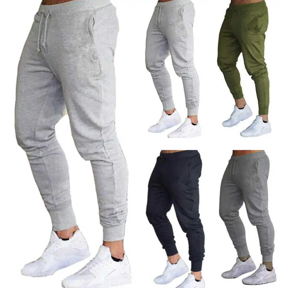 

Men Thin Trousers Soft Breathable Men's Slim Fit Sweatpants with Elastic Waist Pockets Ideal for Gym Jogging Casual Wear Solid