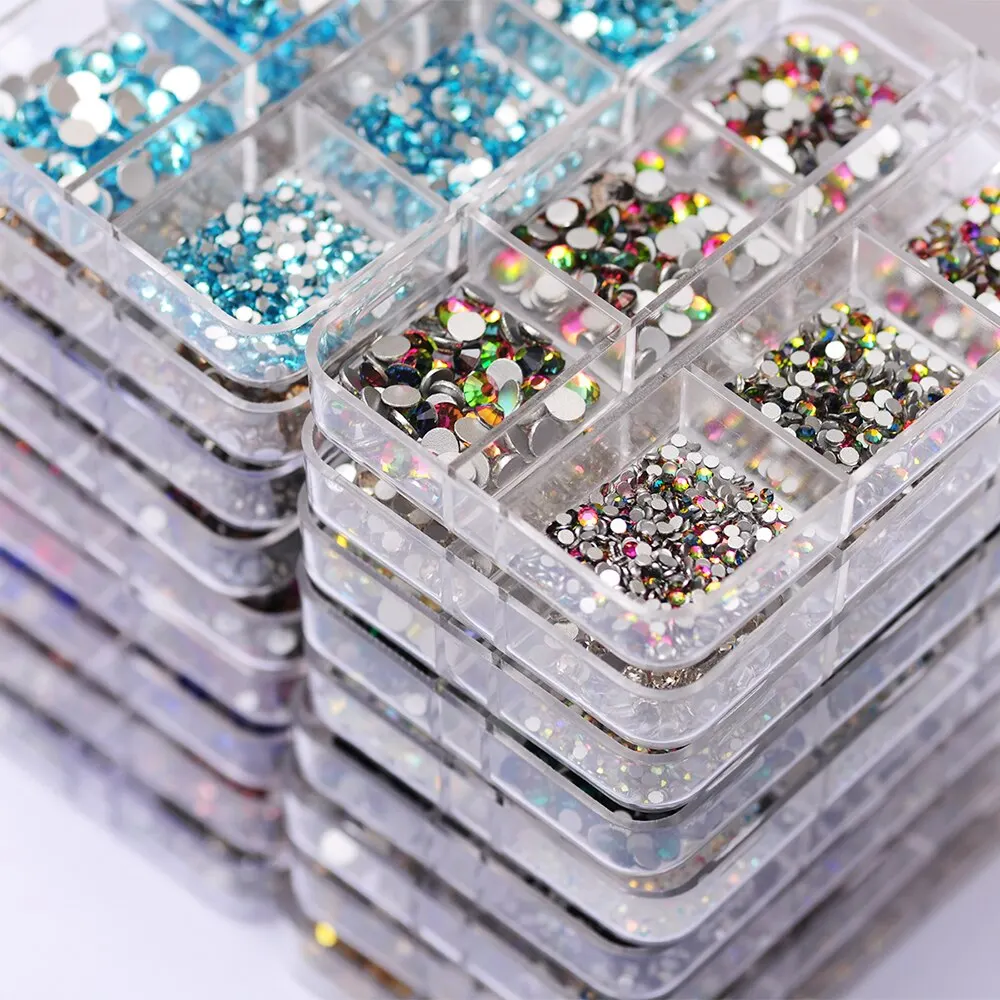 6 Grids/Box SS4-SS16 Nail Charms Crystal Colorful Flatback Nails Accessories Rhinestones for Nail Art Manicures DIY Decoration