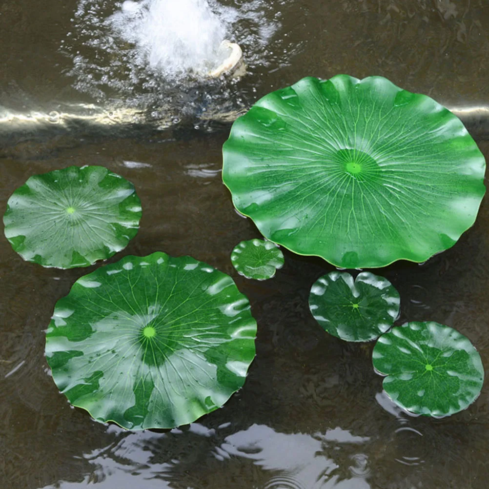 

8pcs Wear-Resistant Artificial Lotus Leaf Simulated Lily Pads For Fish Tank Pool Decor Garden Pond Accessory