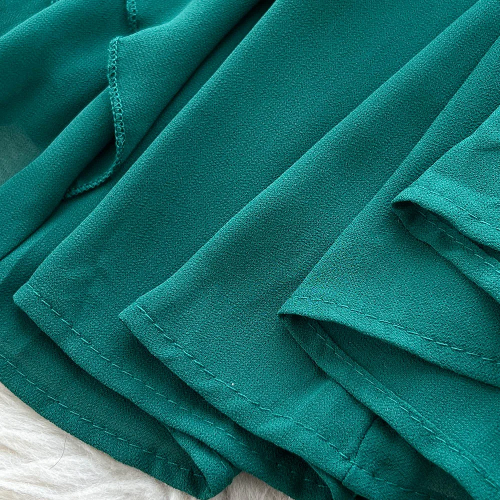 Chic vintage Sexy V-neck Criss-Cross ruffle Fairy Summer  Women Boho Sundress women clothing Long dress