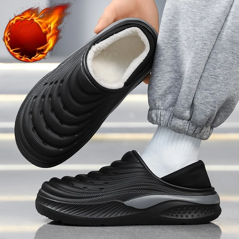 Thick Sole Home Indoor Outside Men And Women Couples waterproof Winter Household Warm Fluffy Slippers Plush Cotton Shoes Ladies