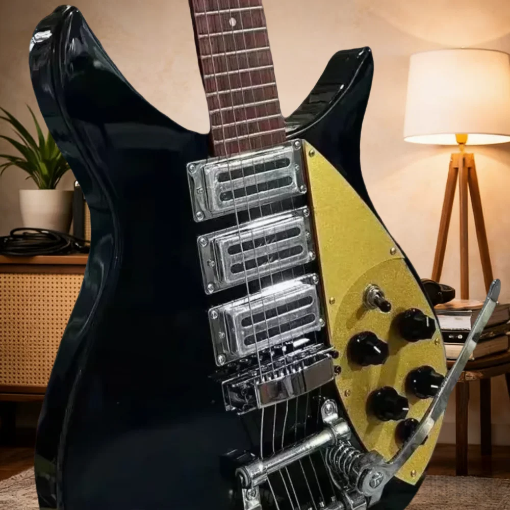 

Черно-желтая электрогитара 325, новинка, чистый звук, корпус из красного дерева, гриф из палисандра, в наличии, горячая распродажа