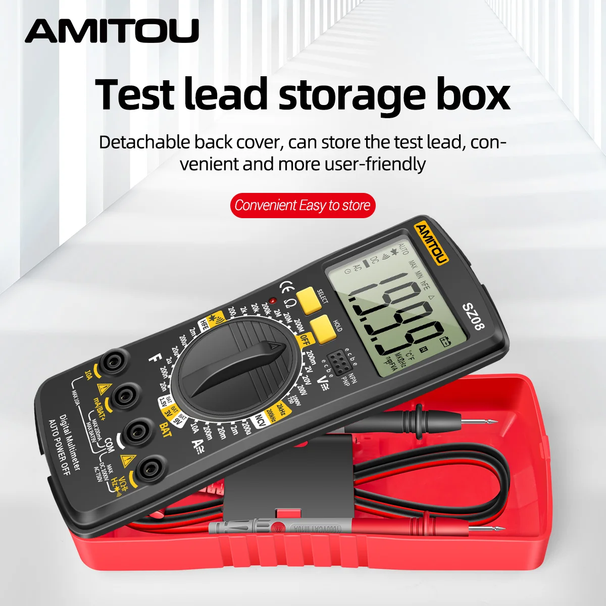 AMITOU SZ08 profesyonel dijital multimetre Noncontact gerilim dedektörü AC/DC akım ölçer elektrik test aracı elektrikçi için