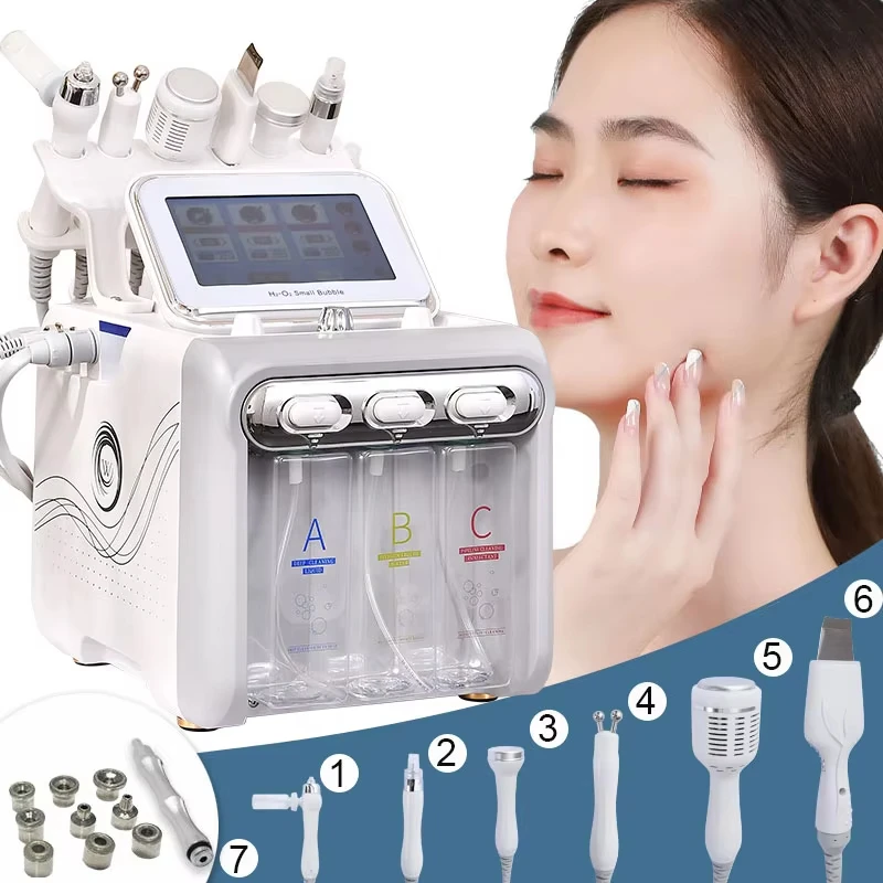 6 في 1 H2-O2 هيدرو جلدي اللوازم الطبية الحيوية رفع سبا الوجه حب الشباب المسام الأنظف آلة فقاعة الوجه #1
