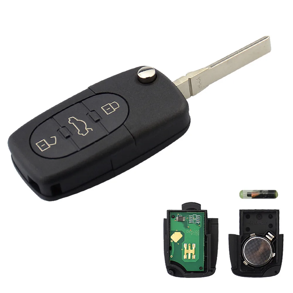 Car Remote Flip Key 3 Button 433Mhz ID48 Chip 4D0837231A 4D0837231K Auto For Audi A3 A4 A6 A8 TT RS4 Quattro 1994 - 2004 2pcs