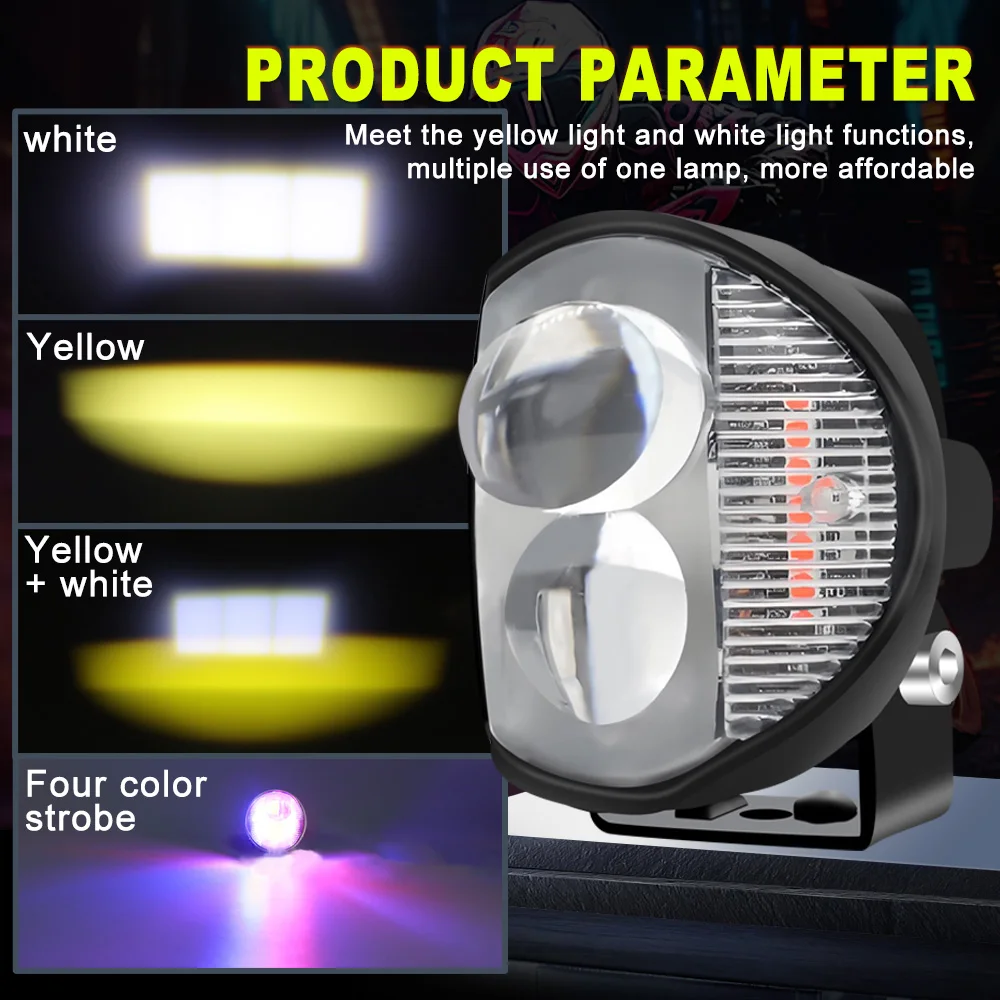 Motorcycle LED Mini Spotlights LED Universal Motorcycle Lens Headlight 10000LM 6000K Laser Spotlight Auxiliary Headlamp