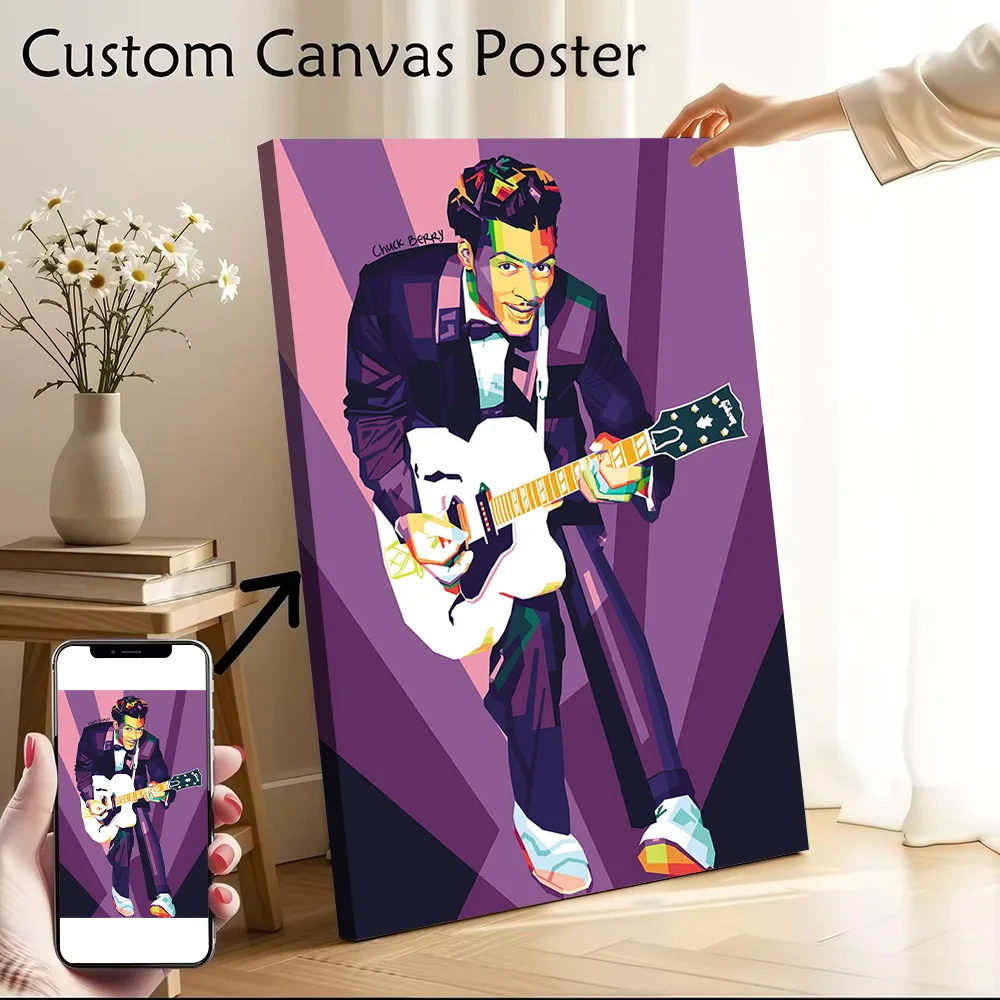 Chuck Berry Canvas Poster Wall Art Customizable High Quality Printed Picture for Home Decor Living Room Bedroom Decoration Mural