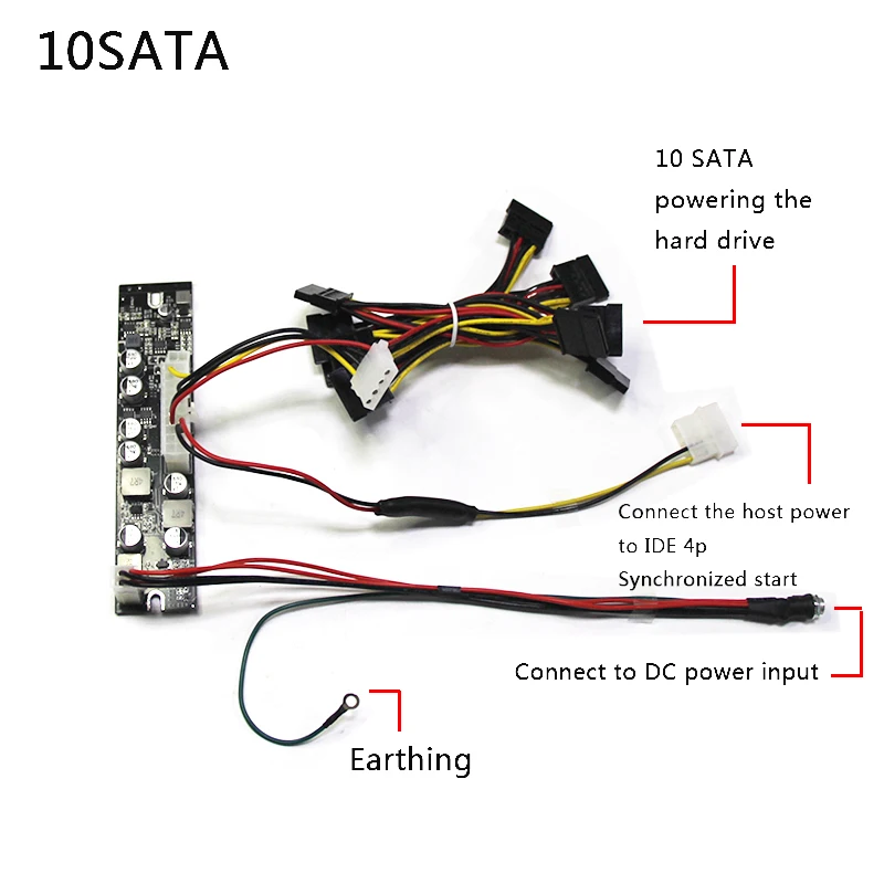 

Computer host secondary power supply multi-hard disk power supply module 4/6/10SATA power supply expansion power board chassis N