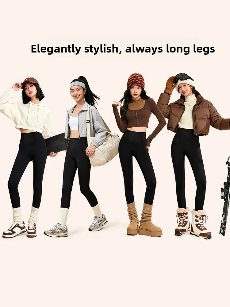 Realwill Spodnie do jogi z wysokim stanem, modelujące brzuch, ze skóry karłowatej, damskie spodnie wyszczuplające, warstwa bazowa, do noszenia przez cztery pory roku, podnoszące pośladki.