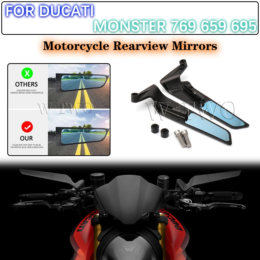 For DUCATI Monster 769 659 695 Motorcycle accessories fixed Wind Wing Adjustable Rotating Rearview Mirrors