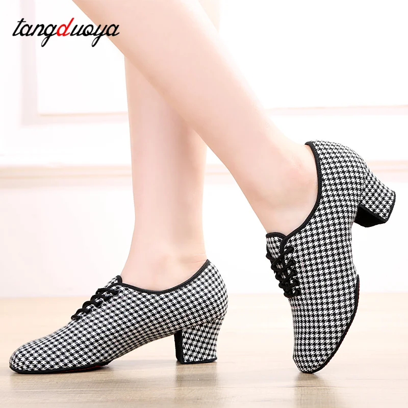 Women Latin Dance Shoes Jazz Ballroom Salsa Dancing Shoes Woman High Heels 5cm Training Modern Tango Dance Sneakers Female