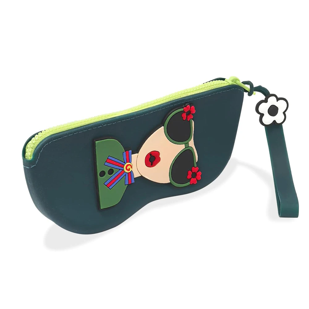Weiches Silikon-Brillenetui für Brillen und Sonnenbrillen mit Reißverschluss und Armband